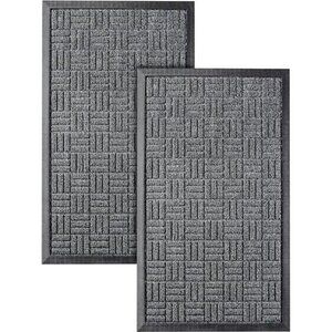 Front Door Mats, 2 Pc Set, 29.5 x 17, All Weather Entry and Back Yard, Indoor